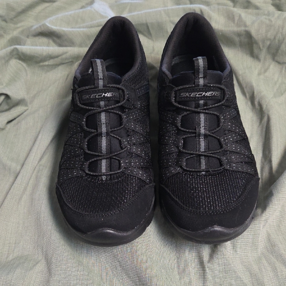 Skechers Womens Black Mesh Sneakers